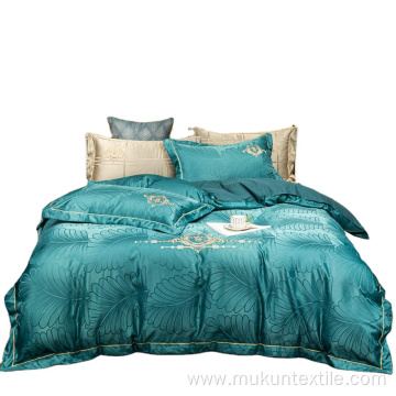 Green Luxury ashed silk jacquard embroidery bedding